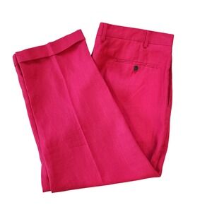 Paul Fredrick Mens 40 Pink 100% Linen Classic Fit Cuffed Dress Pants Trousers